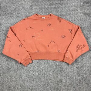 Nike Sweatshirt Women Medium Rust Orange Crop Western Southwestern Cactus Desert